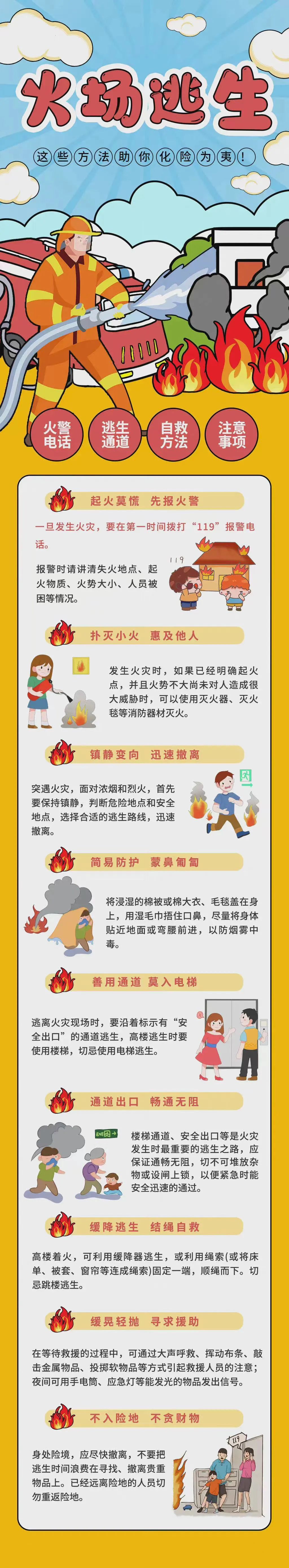 遇上火灾莫惊慌从容自救保安全