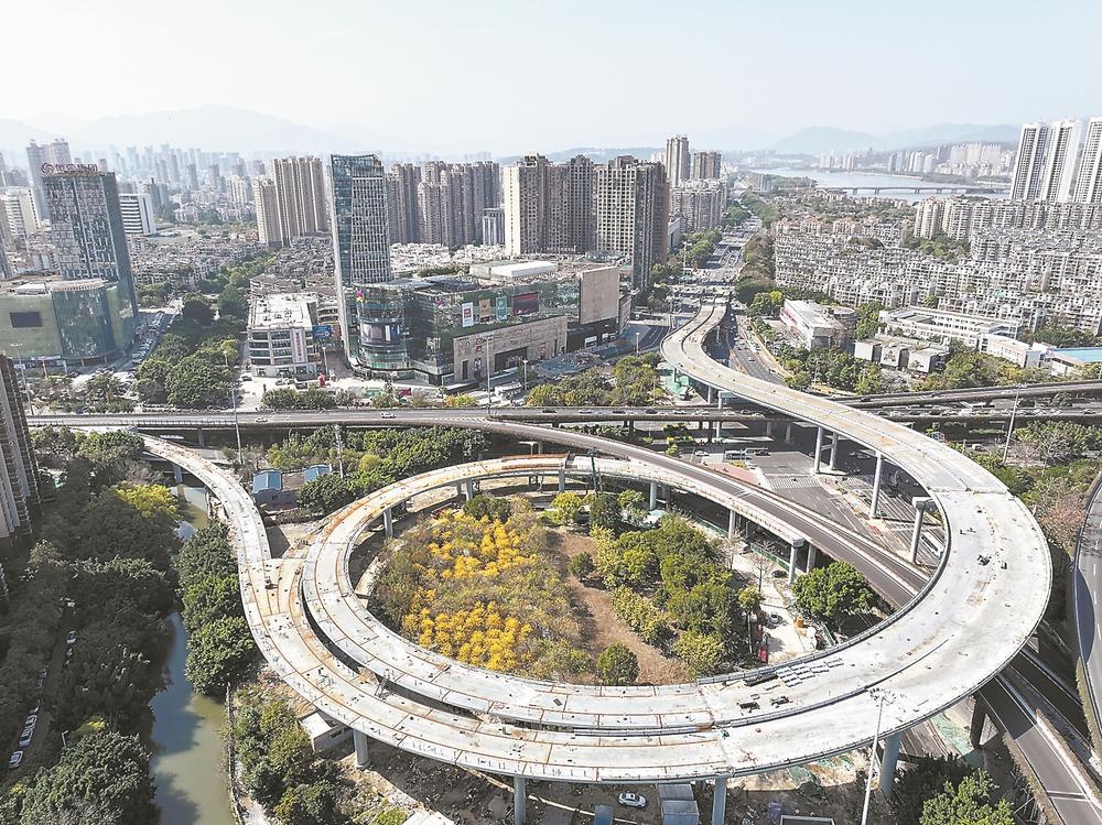 福州尤溪洲南立交改造项目桥梁主体全线贯通